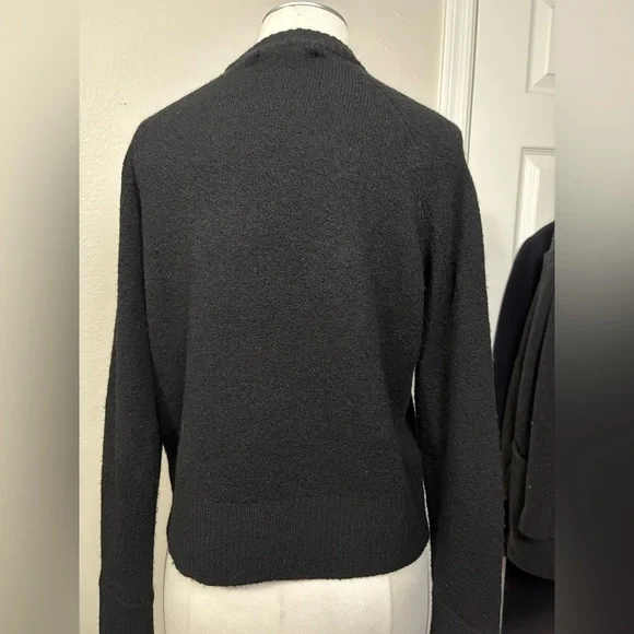 Alice + Olivia Black Jolynn Shoulder SlitRaglan Sleeve with Pearly Buttons.